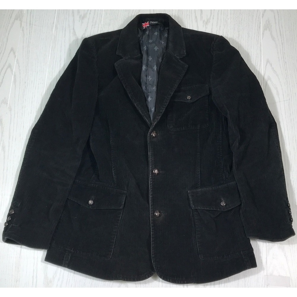Nick It Corduroy Blazer Men 39R Black Cotton 3 Button Lined Classic Academia